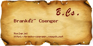 Brankó Csenger névjegykártya